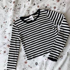 TOPSHOP PETITE Long Sleeve Striped Shirt